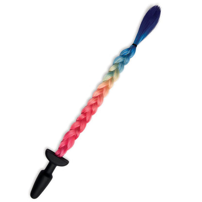 WhipSmart Furry Tales Silicone Rainbow Tail Black 8.9 cm Butt Plug with Rainbow Tail