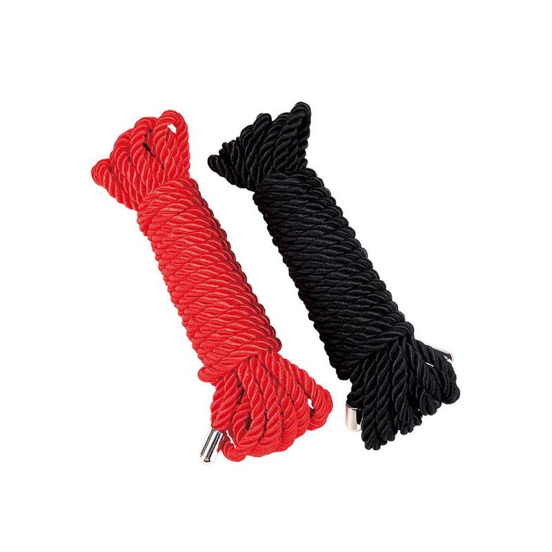 WhipSmart Heartbreaker 2 Pack Satin BDSM Rope Black & Red Ropes - Set of 2