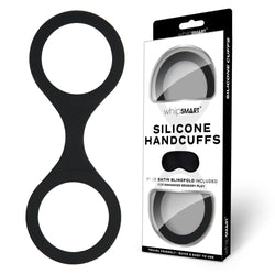 WhipSmart Silicone Handcuffs - Black Restraint with Bonus Blindfold