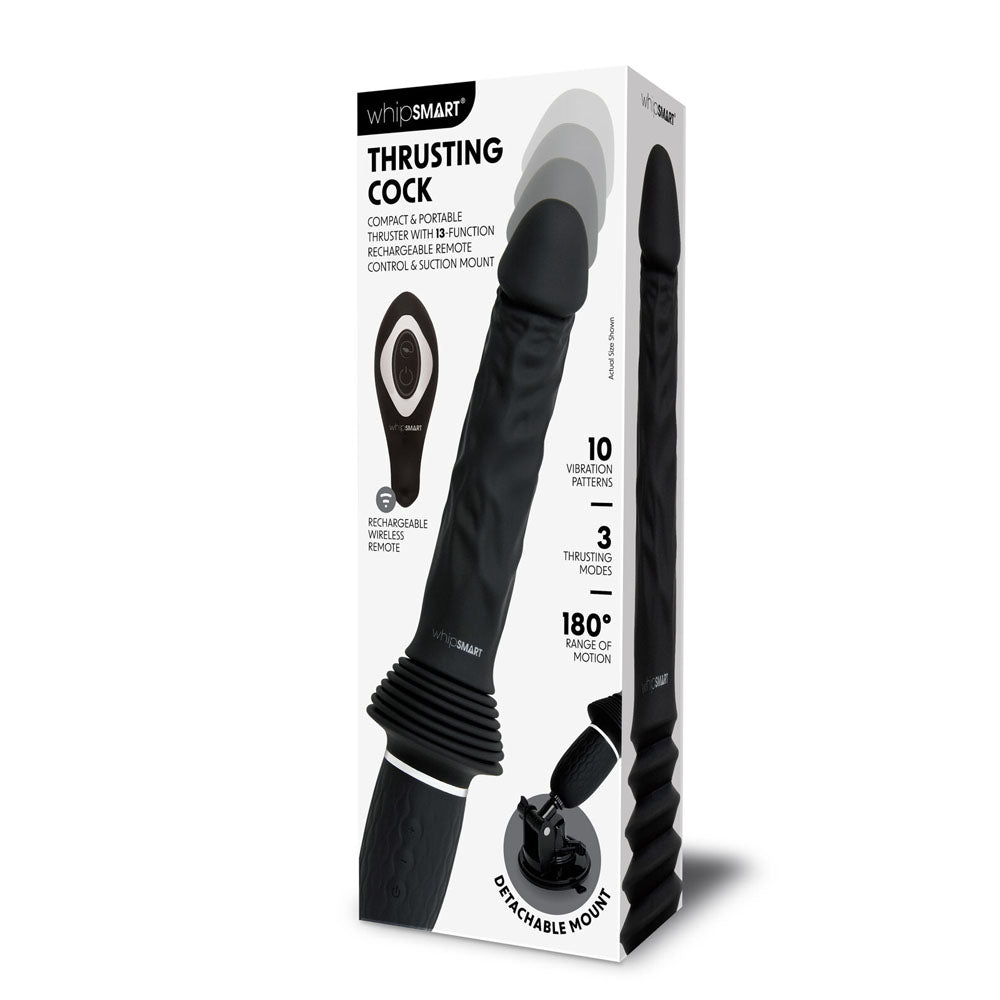 WhipSmart Thrusting Vibrator Cock Black 30cm with Suction Mount