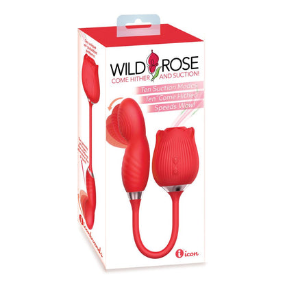 Wild Rose Come Hither & Suction Vibrator Red Air Pulse Stimulator and Vibrator