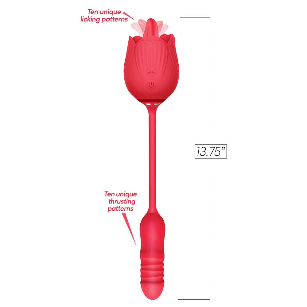 Wild Rose Lick & Thrust Red USB Rechargeable Air Pulse Stimulator and Vibrator