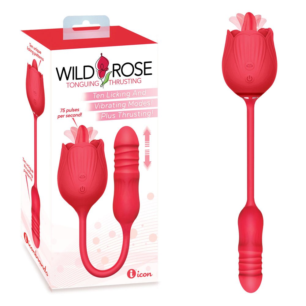 Wild Rose Lick & Thrust Red USB Rechargeable Air Pulse Stimulator and Vibrator