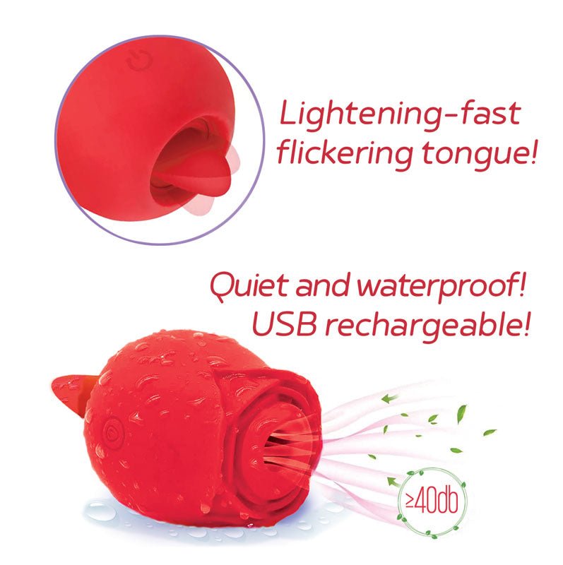 Wild Rose Sucking & Licking Red USB Rechargeable Air Pulse Flicking Stimulator