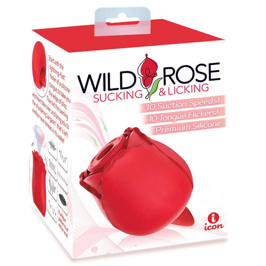 Wild Rose Sucking & Licking Red USB Rechargeable Air Pulse Flicking Stimulator