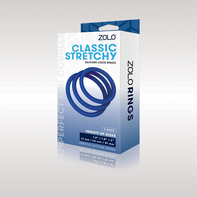 Zolo Classic Stretchy Silicone Cock Ring 3-Pack - Cock Rings - Set of 3 Sizes