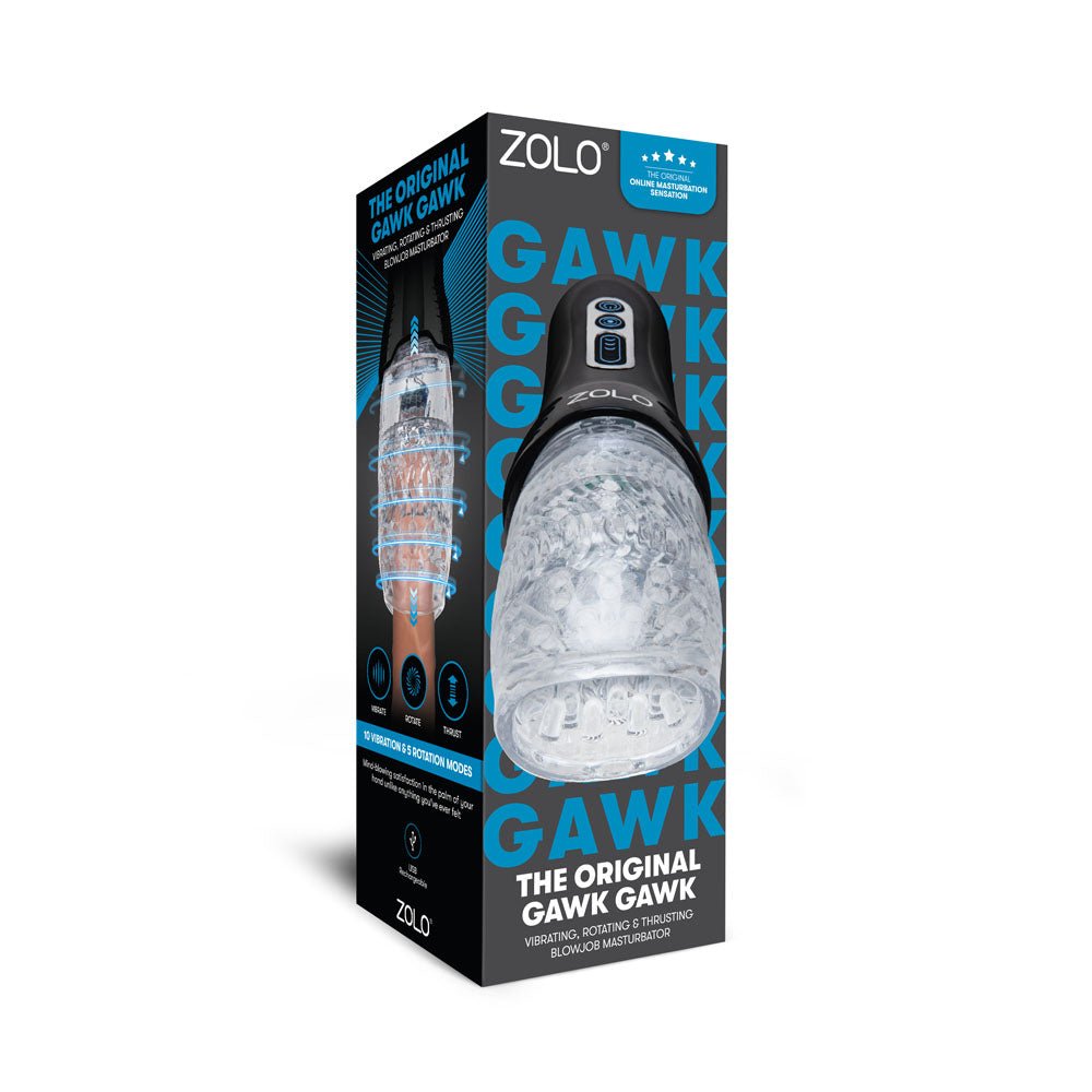 Zolo The Original Gawk Gawk Clear Vibrating, Rotating & Thrusting Masturbator