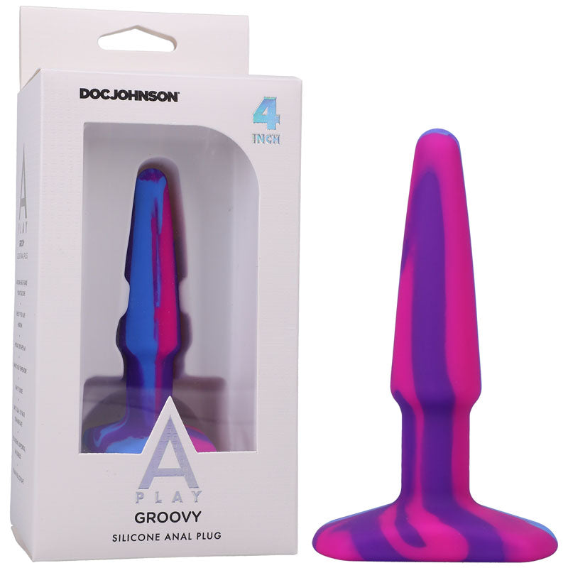 A-Play Groovy Silicone Anal Plug- 4 inch - Berry  10 cm Butt Plug