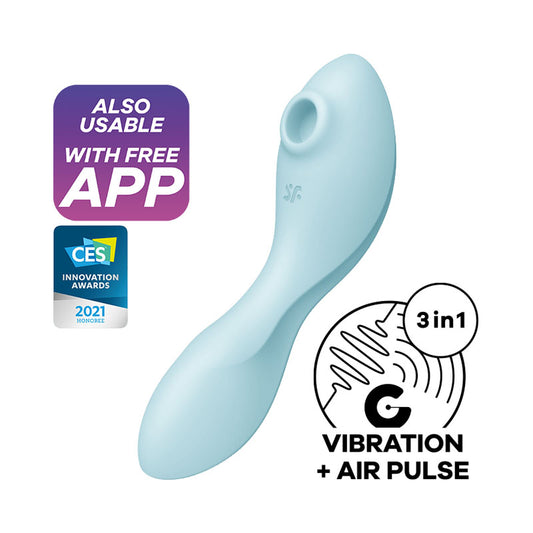 Satisfyer Curvy Trinity 5 - Blue USB Rechargeable Air Pulse Stimulator & Vibrator with App Control
