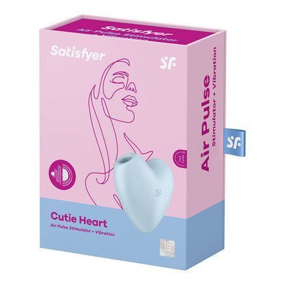 Satisfyer Cutie Heart - Blue - Blue USB Rechargeable Air Pulsation Stimulator with Vibration