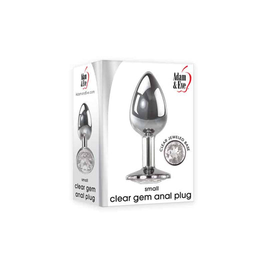 Adam & Eve Clear Gem Anal Plug - Small - Metallic 7.1 cm Small Butt Plug with Clear Gem Base
