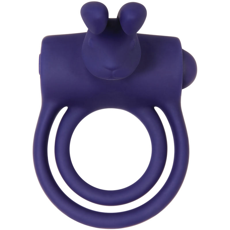 Adam & Eve Silicone Rechargeable Rabbit Ring - Blue USB Rechargeable Vibrating Cock & Balls Ring