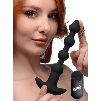 Bang! Vibrating Anal Beads Black 19 cm Rechargeable with Wireless Remote