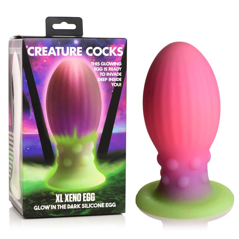Creature Cocks XL Xeno Egg - Glow in Dark Pink 17.5 cm XL Fantasy Plug