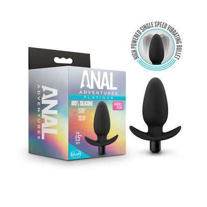 Anal Adventures Platinum Saddle Plug - Black 12 cm Vibrating Butt Plug