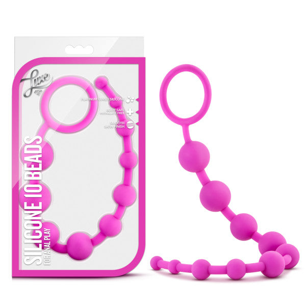 Luxe - Silicone 10 Beads - Pink 31.75 cm (12.5'') Anal Beads