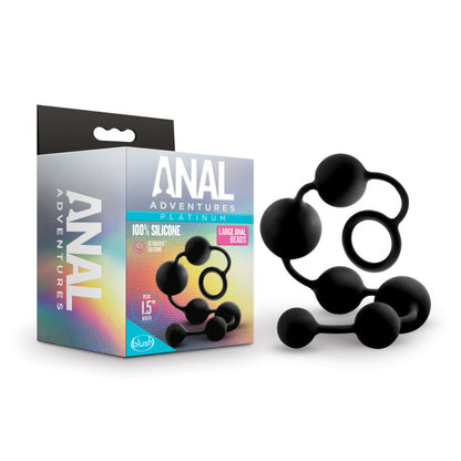 Anal Adventures Platinum Silicone Large Anal Beads - Black 40 cm Large Anal Beads