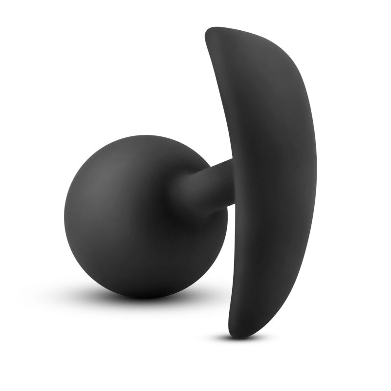 Anal Adventures Platinum Vibra Plug - Black - Black 8.9 cm Butt Plug with Internal Weight