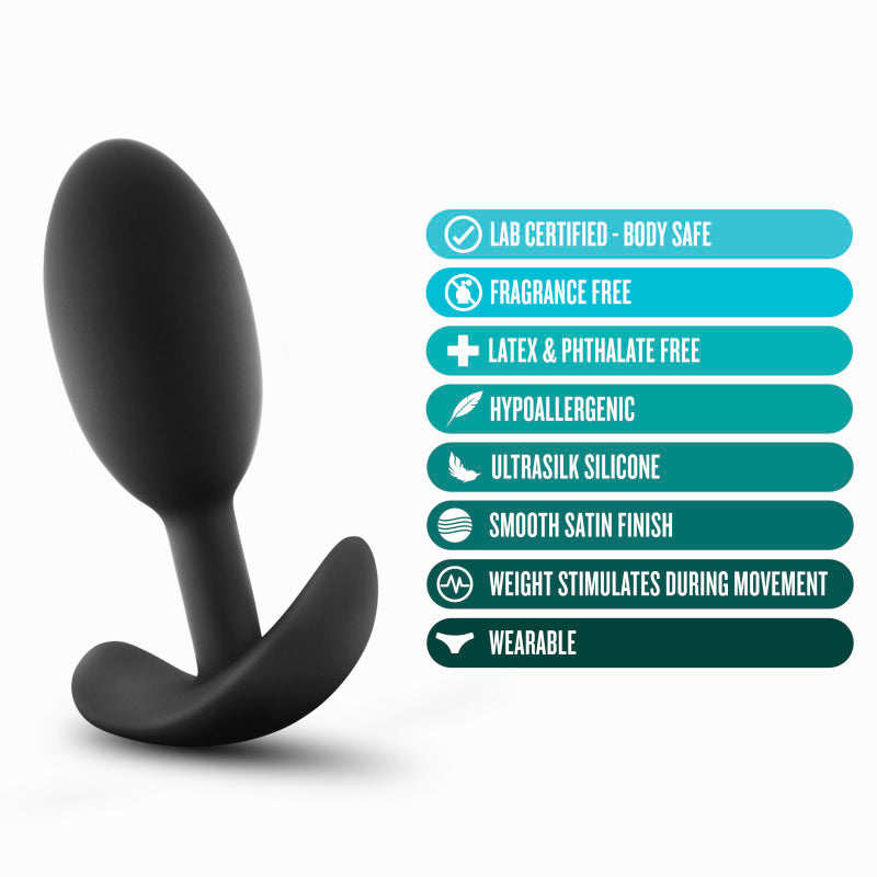 Anal Adventures Platinum Vibra Slim Plug - Black 10.1 cm Butt Plug with Internal Ball