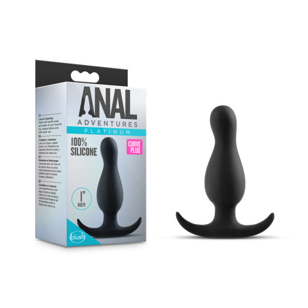 Anal Adventures Platinum Curve Plug - Black 8.9 cm Silicone Butt Plug