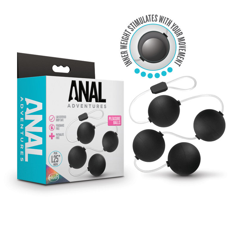 Anal Adventures Pleasure Balls - Black - Black 38 cm Anal Balls
