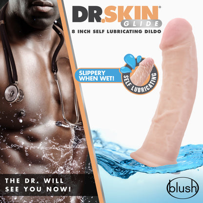 Dr. Skin Glide 8 Inch Self Lubricating Dildo - Flesh 20.3 cm Dong