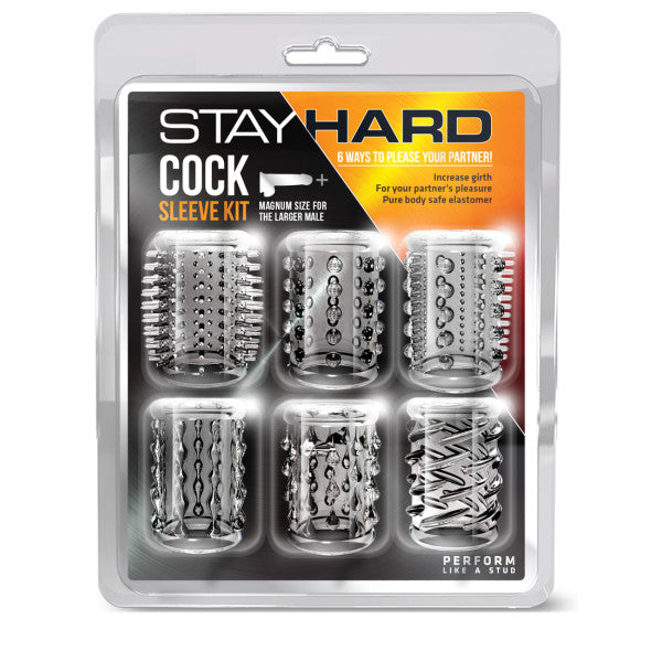Stay Hard - Cock Sleeve Kit - Clear Penis Sleeves - 6 Pack