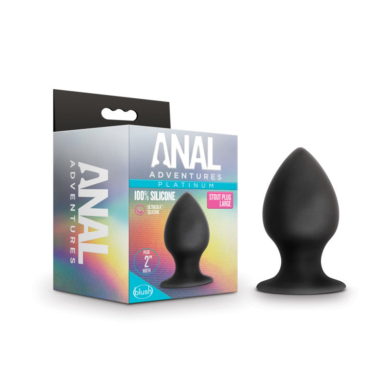 Anal Adventures Platinum Anal Stout Plug - Large - Black 9.5 cm Large Butt Plug