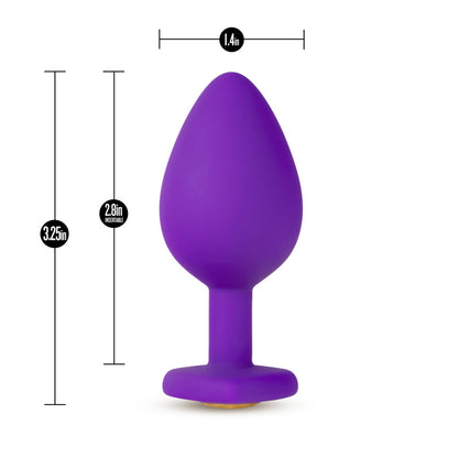 Temptasia Bling Plug - Medium - Purple 8.3 cm (3.25'') Butt Plug with Heart Jewel