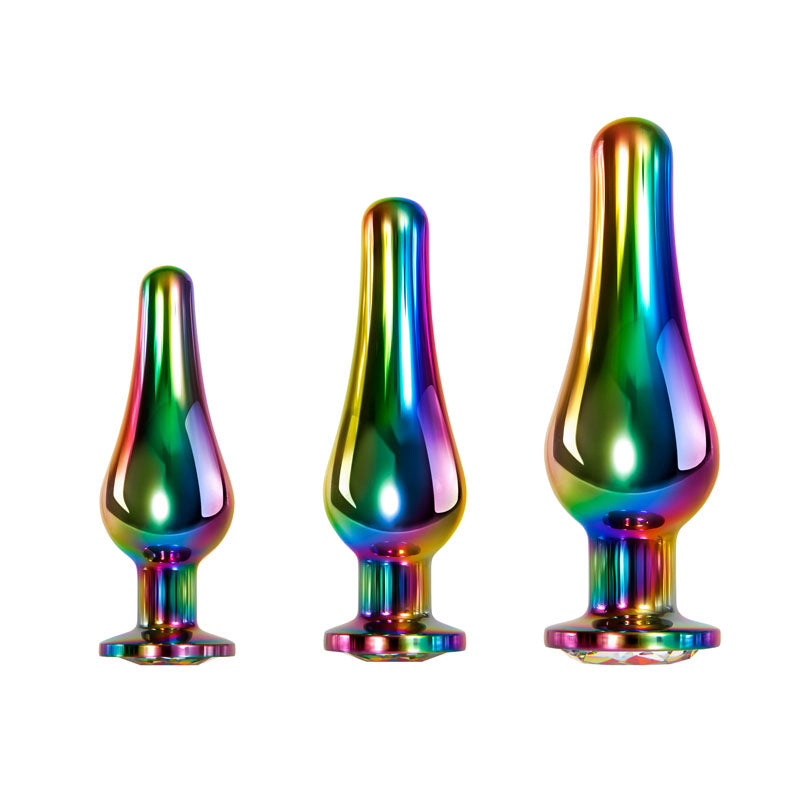 Evolved Rainbow Metal Plug Set - Coloured Butt Plugs - Set of 3 Sizes