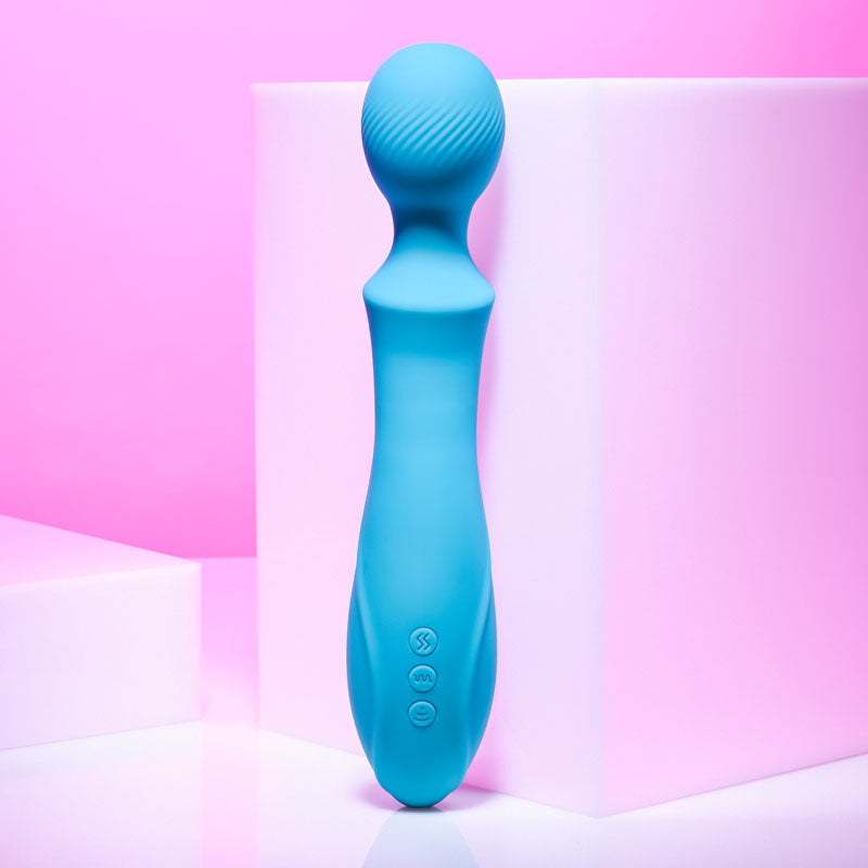 Evolved WANDERFUL SUCKER - Blue 21.6 cm USB Rechargeable Massage Wand with Suction
