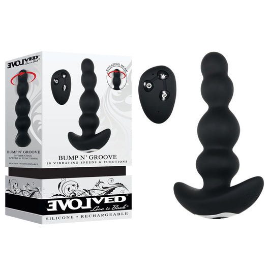 Evolved Bump N Groove Black Rechargeable Butt Plug with Wireless Remote