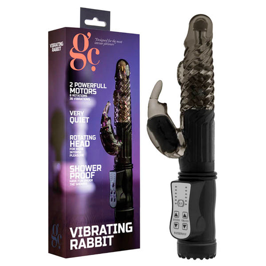 GC. Vibrating Rabbit Black 22 cm Rabbit Pearl Vibrator