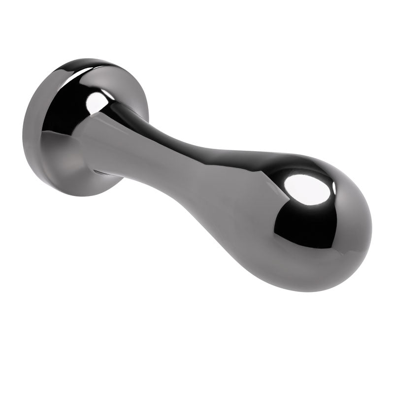 Gender X BLACK PEARL - Gunmetal 12.4 cm Metal Butt Plug with Black Gem Base