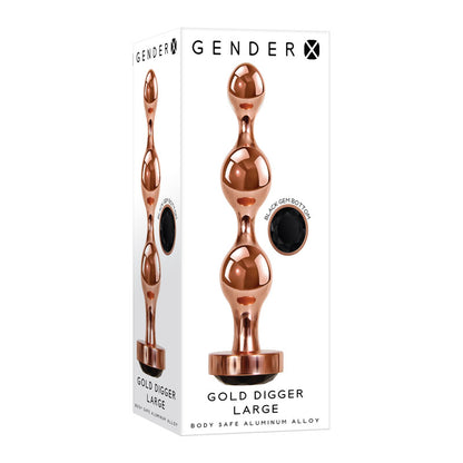 Gender X GOLD DIGGER Large - Rose Gold Large Butt Plug with Black Gem Base