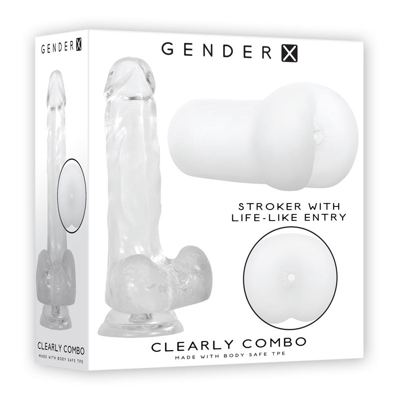 Gender X CLEARLY COMBO - Clear Dildo and Masturbator Set