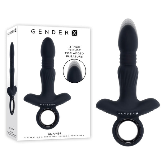 Gender X SLAYER Black 20 cm Thrusting Vibrating Butt Plug
