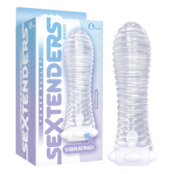 Vibrating Sextenders Ribbed - Clear 12.7 cm (5'') Vibrating Penis Sleeve