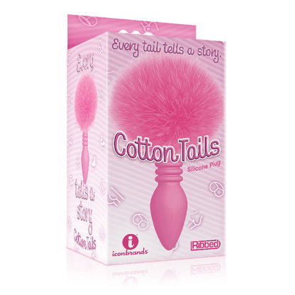 The 9's Cottontails, Ribbed Pink - Pink Butt Plug with Bunny Tail