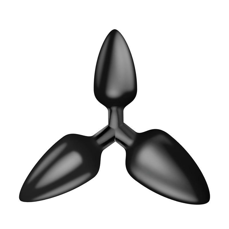 The 9's Triad 3 Way Butt Plug - Black Smooth 3-Way Butt Plug