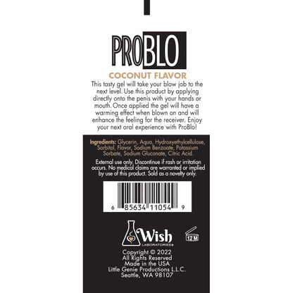 ProBlo Oral Pleasure Gel - Coconut Flavoured Blowjob Gel - 29 ml Tube