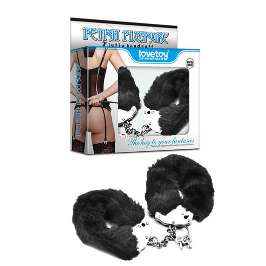 Fetish Pleasure Fluffy Hand Cuffs - Black Fluffy Restraints
