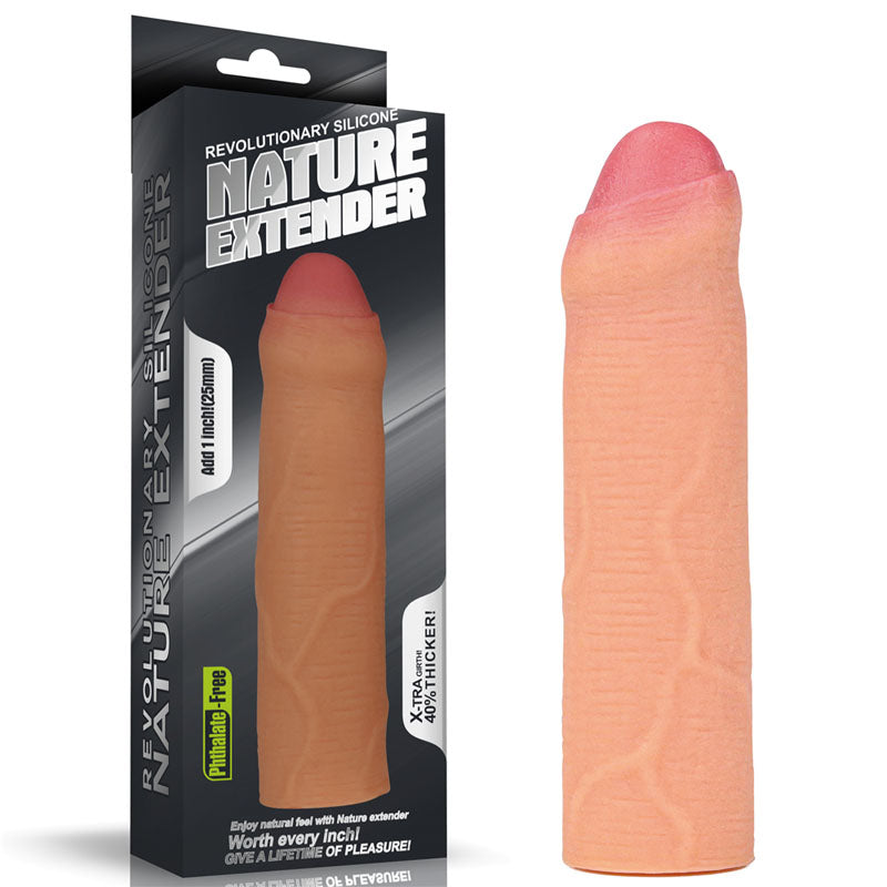 Nature Extender 1'' Silicone Uncut Sleeve -  2.5 cm Penis Extender Sleeve