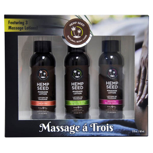 Hemp Seed Massage A Trois Scented Massage Lotion Kit - 3 Bottle Set