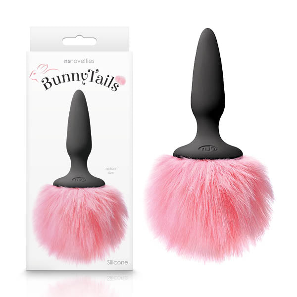 Bunny Tails Mini - Black Mini Butt Plug with Pink Bunny Tail