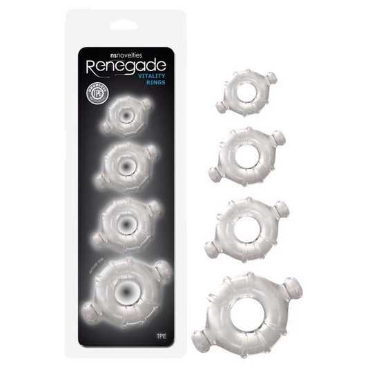 Renegade Vitality Rings -  Cock Rings - Clear Set of 4 Sizes
