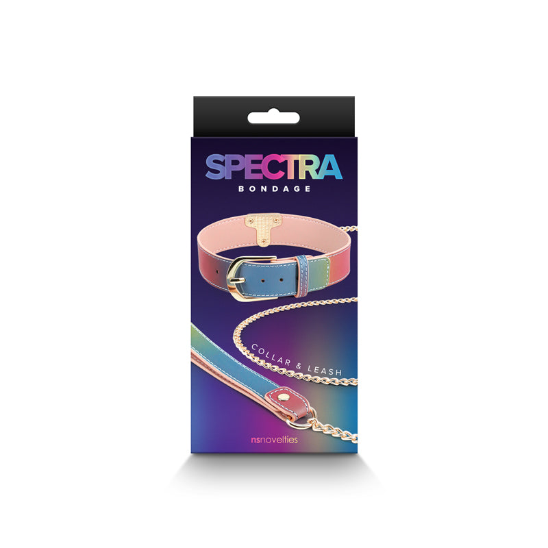 Spectra Bondage Collar & Leash - Rainbow - Rainbow Restraint