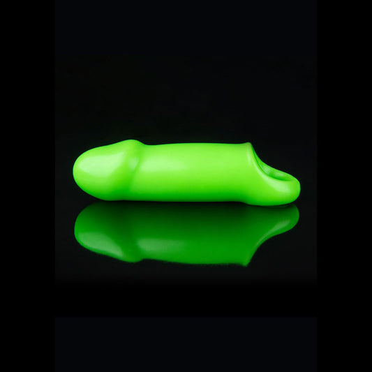 OUCH! Glow In The Dark Smooth Thick Stretchy Penis Sleeve - Glow in Dark 15.5 cm Penis Extension Sleeve