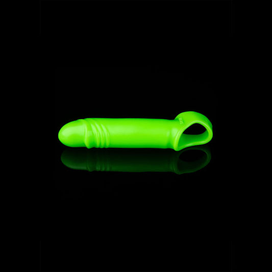 OUCH! Glow In The Dark Smooth Stretchy Penis Sleeve - Glow in Dark 15.5 cm Penis Extension Sleeve