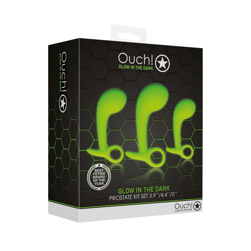 OUCH! Glow In The Dark Prostate Kit - Glow in Dark Prostate Massagers - Set of 3